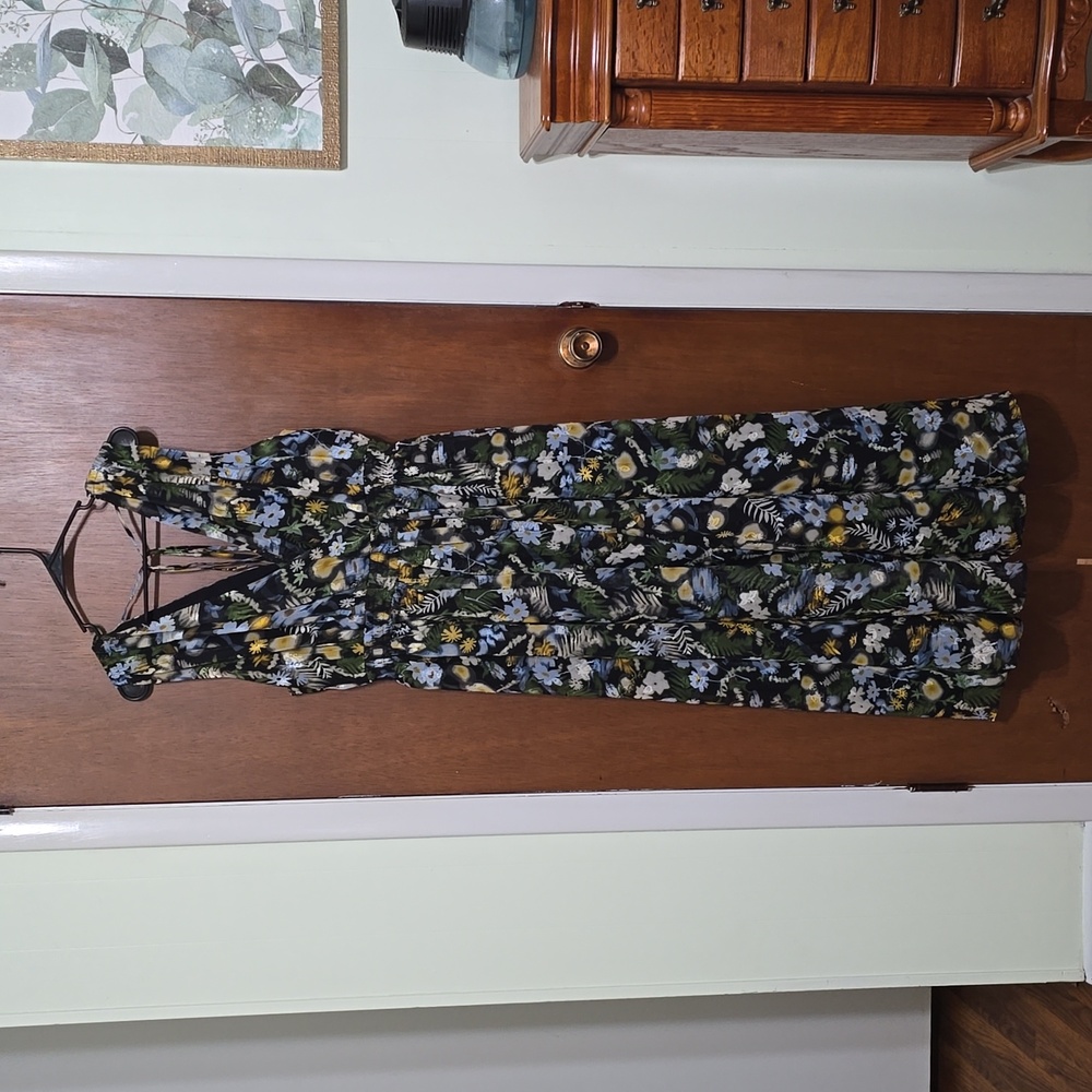 Navy Floral Chiffon Dress size L